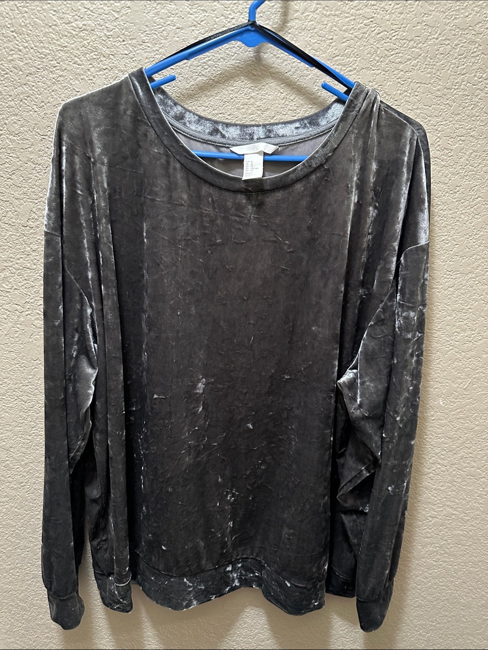 H&M Charcoal Velvet Long Sleeve Top
